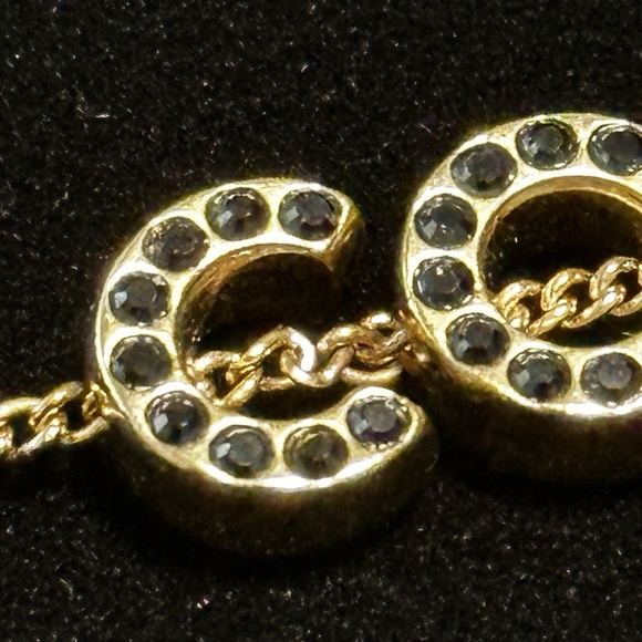Chanel 01A COCO Gold Coloured Chain Bracelet with Black Rhinestones - Picture 2 of 13